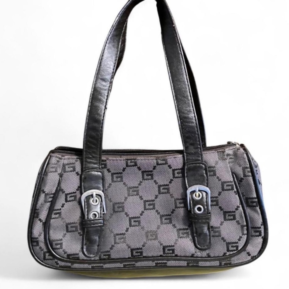 Black and Gray Women's Purse Handbag Geometric Zipper Closure Neutral